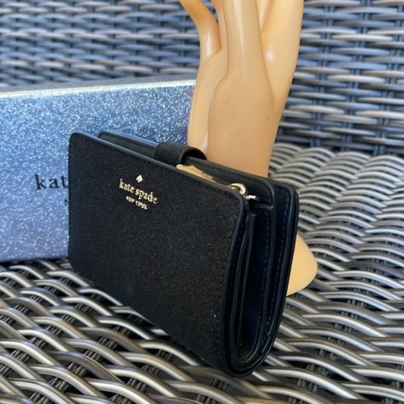 Kate Spade Shimmy Boxed Medium Compartment Wallet Black - Picture 2 of 16